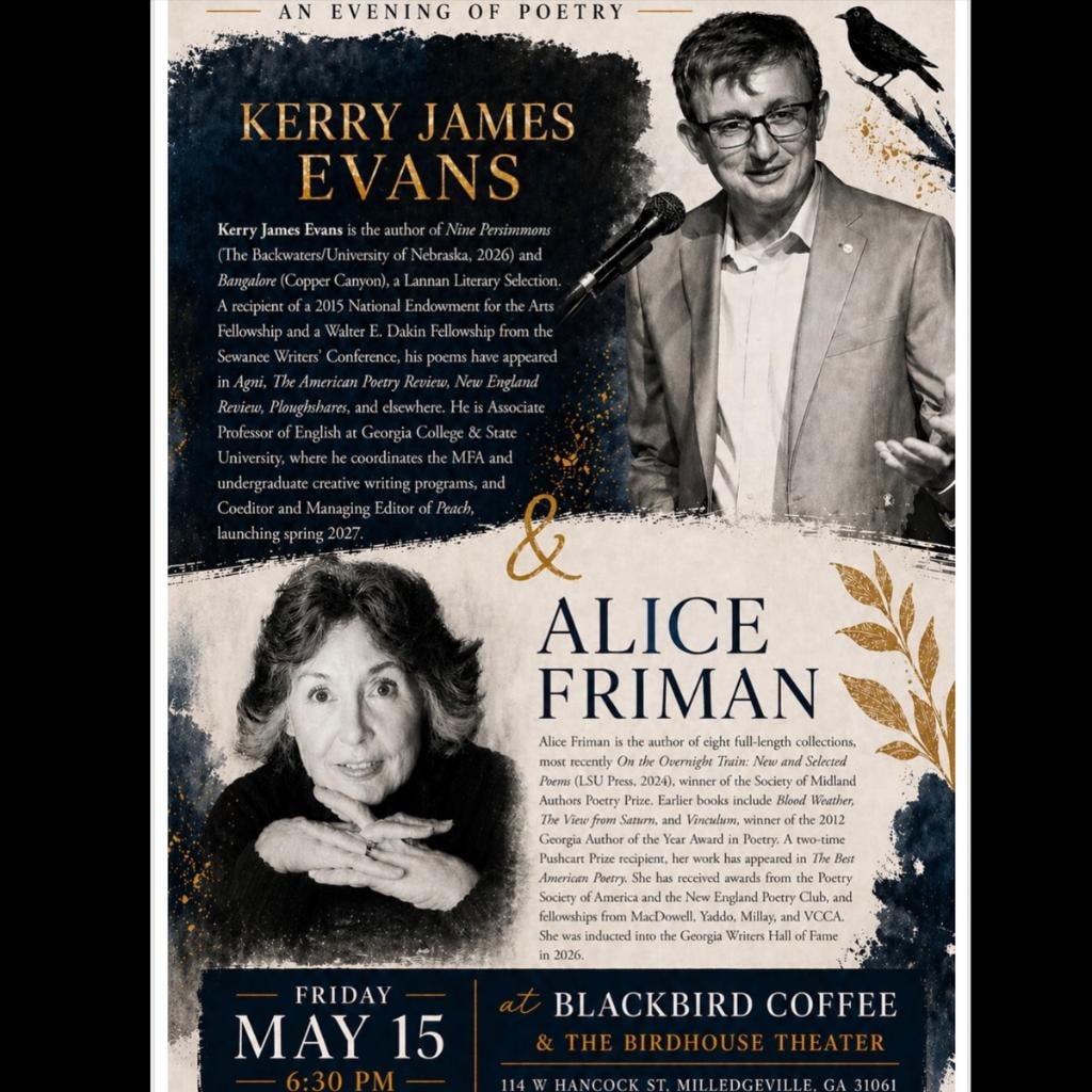 An Evening of Poetry: Kerry James Evans & Alice Friman thumbnail